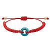 Synthetic Turquoise Donut Braided Bead Bracelet BJEW-SW00047-01-1