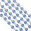 Handmade 304 Stainless Steel Glass Rondelle Link Chains AJEW-JB01460-02-3