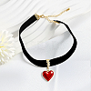 Alloy Enamel Heart Pendant Black Velvet Choker Necklaces for Women NJEW-WH20014-01A-3