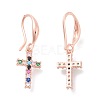 Brass Micro Pave Cubic Zirconia Dangle Earrings EJEW-F233-02RG-2