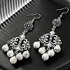 Natural Howlite Beaded Drop Earrings EJEW-JE05385-01-3