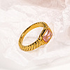 304 Stainless Steel Pave Cubic Zirconia Finger Rings for Women FS-WGAA4E7-20-1