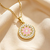 Brass Enamel Pendant 201 Stainless Steel Cable Chain Necklaces for Women WG0A1E8-03-1