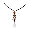 Natural Quartz Crystal Macrame Pouch Pendant Nylon Cord Adjustable Necklaces NJEW-JN05345-01-2