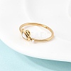304 Stainless Steel & Natural Shell & Imitation Pearl Cuff Rings for Women RJEW-G372-01G-02-3