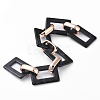 Imitation Gemstone Style Acrylic Handmade Rectangle Link Chains X-AJEW-JB00518-02-1