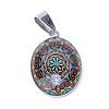 Flower Pattern Glass Pendants GLAA-R195-P-2