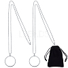 2Pcs Flat Round 5X Magnifying Glass Pendant Necklaces NJEW-SP0001-03P-5