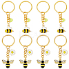 8Pcs 2 Style Alloy & Brass Enamel Keychains KEYC-DC0001-14-1