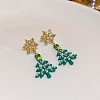 Christmas Tree with Snowflake Alloy Rhinestone Dangle Stud Earrings FS-WGD6521-02-1