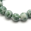 Frosted Natural Green Spot Jasper Round Bead Strands G-M064-8mm-10-2
