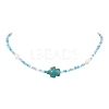 Summer Beach Sea Turtle Dyed Synthetic Turquoise & Glass Seed Beads Beaded Necklaces for Women NJEW-JN05081-01-1