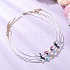 4Pcs 4 Styles Faceted Round and Chip Mixed Gemstone & Natural Cultured Freshwater Pearl & Glass Seed Baeded Necklaces for Women NJEW-JN05602-2
