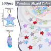 100Pcs Starfish Gradient Color Baking Paint Transparent Glass Pendants PALLOY-BM00031-2