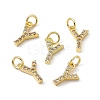 Real 18K Gold Plated Brass Micro Pave Clear Cubic Zirconia Charms KK-E068-VB452-Y-4