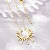 Brass Micro Pave Clear Cubic Zirconia Sun Pendant Necklaces KK-CBA4547-09G-3