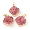 Electroplated Natural Dyed Druzy Quartz Pendants G-I251-02G-2