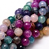Dyed Natural Agate Faceted Round Beads Strands G-E320E-10mm-05-1