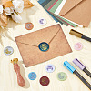 Brass Wax Seal Stamp with Wood Handle AJEW-WH0412-0009-4