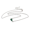Brass Pave Cubic Zirconia Rectangle and Heart Pendant Cable Chain Necklaces KK-CBAB173-04P-09-4