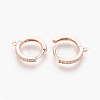 Brass Micro Pave Cubic Zirconia Huggie Hoop Earring Findings KK-O112-13RG-2