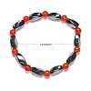 Round Natural Carnelian Stretch Bracelets X-BJEW-G072-13-2