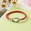 Braided Imitation Cowhide Leather Cord Bracelets for Couple BJEW-JB06443-10