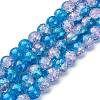 1Strand Two Tone Transparent Crackle Glass Round Beads Strands X-CCG-Q001-10mm-19-1