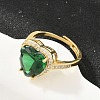 Heart Brass Micro Pave Cubic Zirconia Cuff Open Rings for Women CU-CBA0A21-02G-04-1