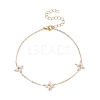 Shell Pearl Beaded Cross Link Anklets AJEW-AN00535-1