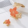 Flower Iron Enamel Cuff Bangles & Cuff Rings Sets for Women FS-WGED47D-04-1