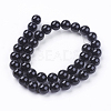 Natural Dyed & Heated Black Onyx Round Beads Strands X-G-L087-10mm-01-2