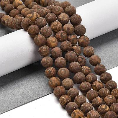 Natural Tibetan 3-Eye dZi Agate Beads Strands G-B079-C01-02-1