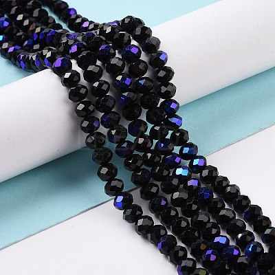Electroplate Opaque Solid Color Glass Beads Strands EGLA-A044-P6mm-L18-1