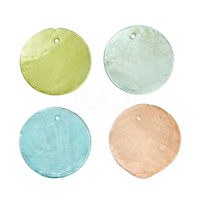 Spray Painted Natural Capiz Shell Pendants SHEL-C010-12-1