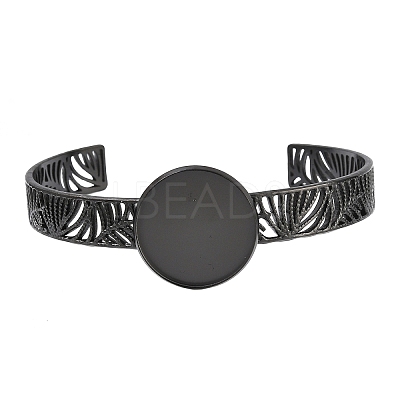 304 Stainless Steel Blank Cuff Bangle Bases with Flat Round Tray SA-CBA82C8-04C-EB-1