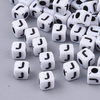White Opaque Acrylic Beads MACR-R869-02J-1