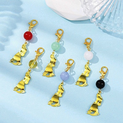 6Pcs Brass Puppy Pendant Decorations HJEW-JM04364-1