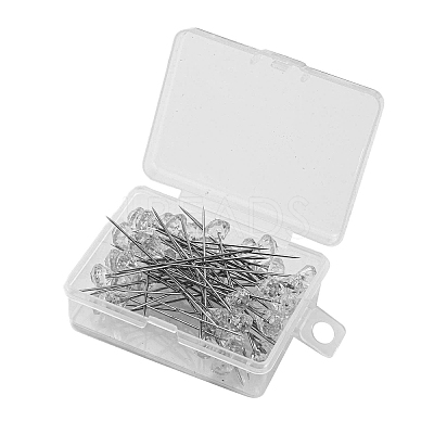 50Pcs Crystal Head Steel Sewing Craft Positioning Needles TOOL-NH0001-03C-1