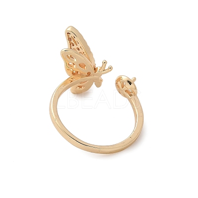 Butterfly Brass Micro Pave Cubic Zirconia Cuff Ring Setting LS-KK-A244-01E-G-1