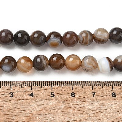 Natural Striped Agate/Banded Agate Bead Strands G-K166-13-8mm-02-1