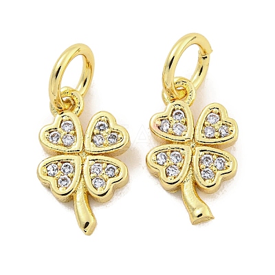 Rack Plating Brass Micro Pave Clear Cubic Zirconia Charms KK-Q814-08G-1