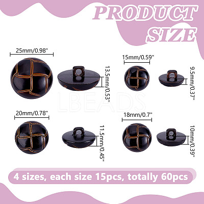 60Pcs 4 Style Plastic Shank Buttons BUTT-HY0001-19A-1