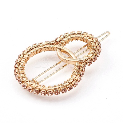 Alloy Hollow Geometric Gemstone Beads Hair Barrettes PHAR-JH00075-03-1