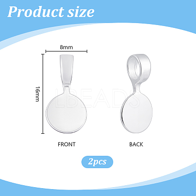 2Pcs 925 Sterling Silver Glue-on Flat Pad Bails STER-PH0003-96-1