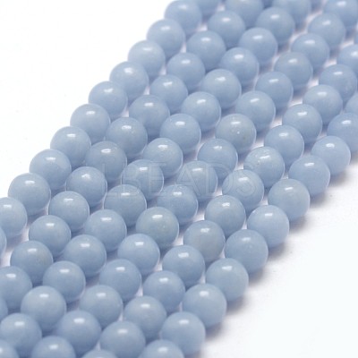 Natural Angelite Beads Strands X-G-P217-31-6mm-1