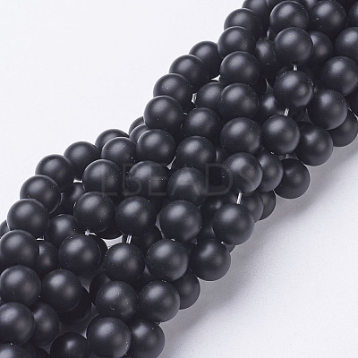 Natural Black Agate Beads Strands X-G-D543-8mm-1