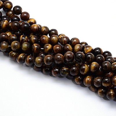 Natural Grade AB Tiger Eye Round Beads Strands G-YW0001-58B-1