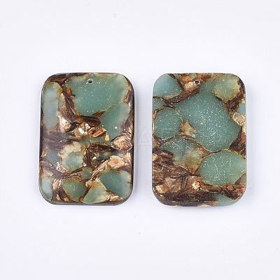 Assembled Natural Bronzite and Synthetic Aqua Terra Jasper Pendants G-S329-050-1