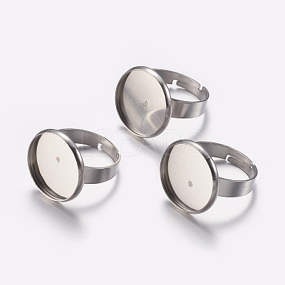 Tarnish Resistant Adjustable 304 Stainless Steel Finger Rings Components STAS-I097-037C-P-1